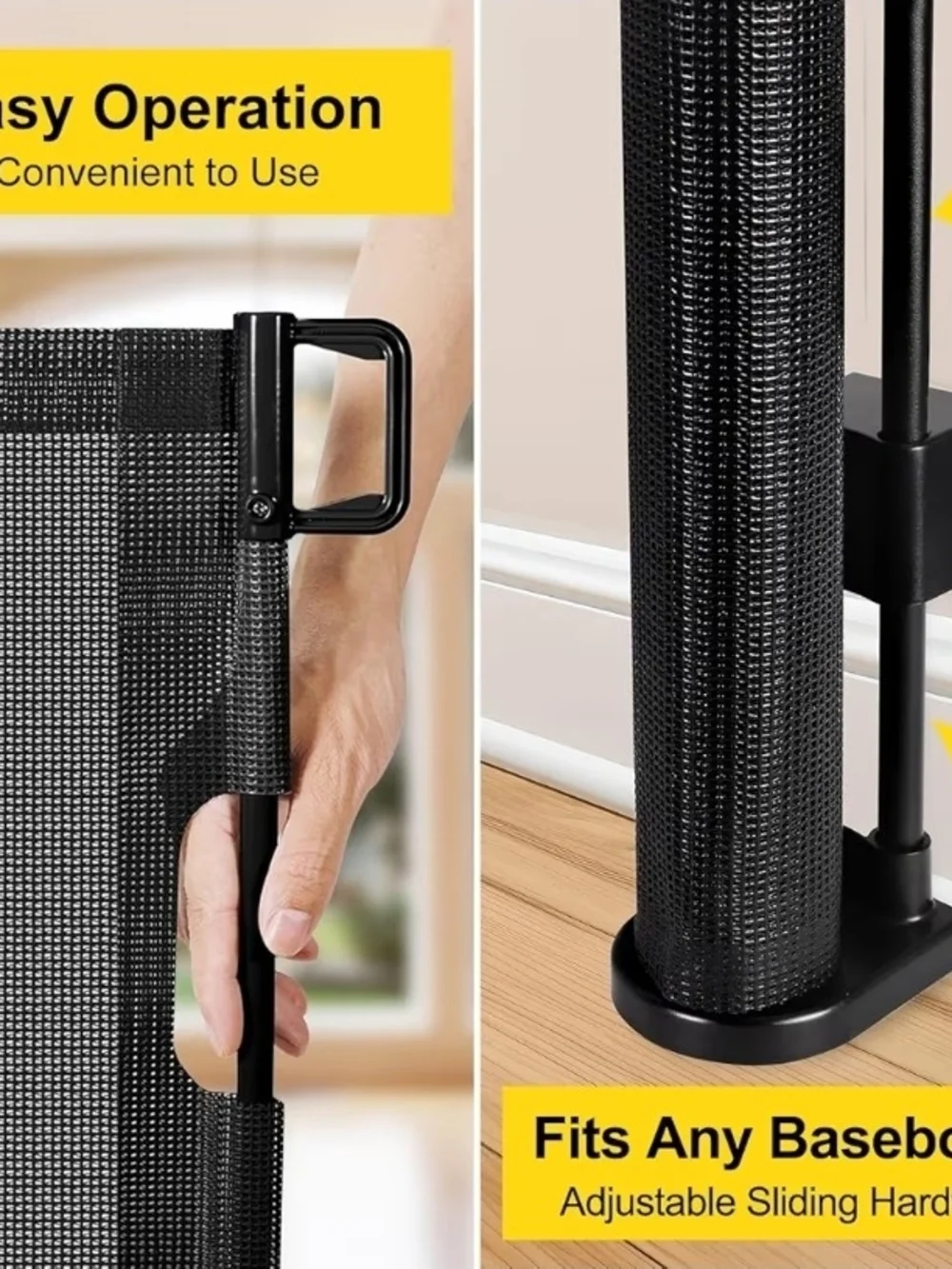 Black Retractable Safety Gate for Pets & Kids